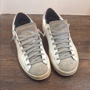 P448 Low-Top Sneakers in Light Gray and Irradescent Cream